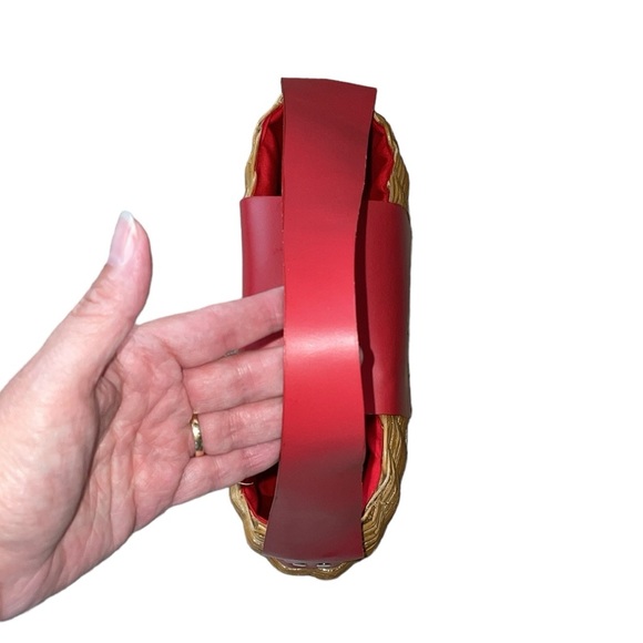 Wicker Shoulder Bag Purse with Red leather strap - Picture 5 of 14